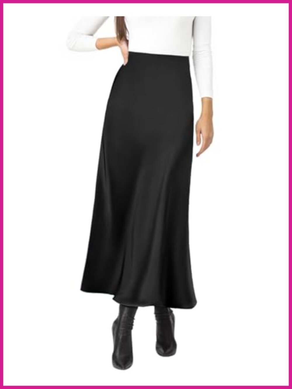 Satin High Waisted Maxi Skirt Elegant A-Line Long Skirt Fall